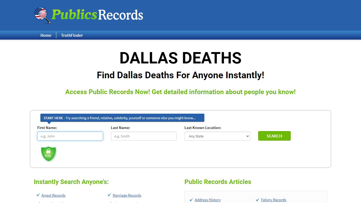 Find Dallas Deaths For Anyone Instantly! - publicsrecords.com