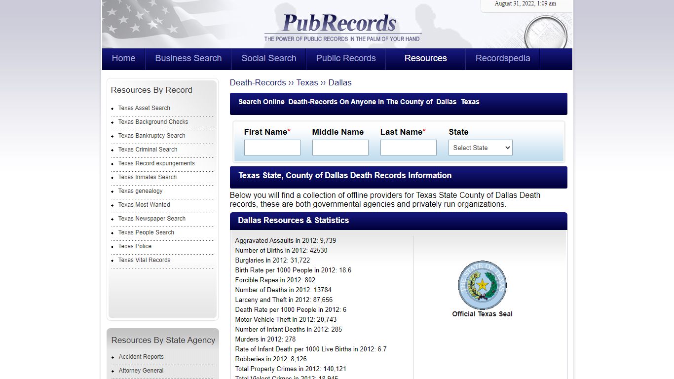 Dallas County, Texas Death Records - Pubrecords.com